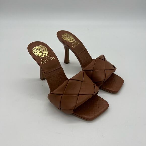 Vince Camuto Brelanie Woven Strap Mule Heels Barn Brown Womens Size 5.5 - Picture 7 of 13